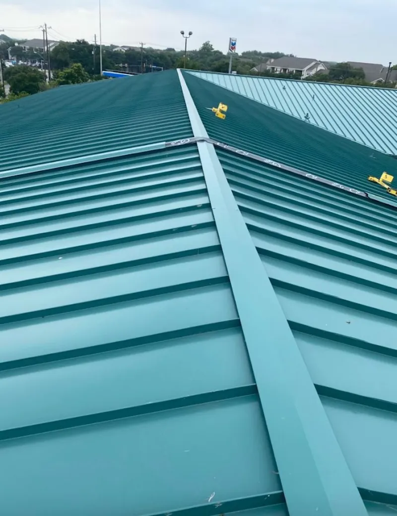 Green commercial metal roof ridge and valley for Metal Roof Repair in New Milford